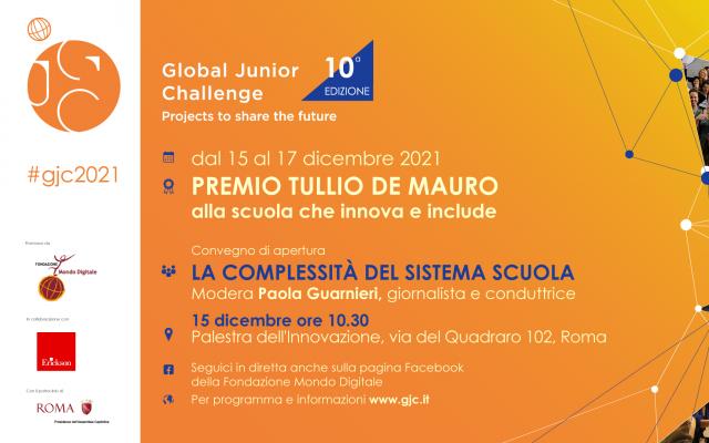 GLOBAL JUNIOR CHALLENGE 2021 Premio Tullio De Mauro alla scuola che innova e include